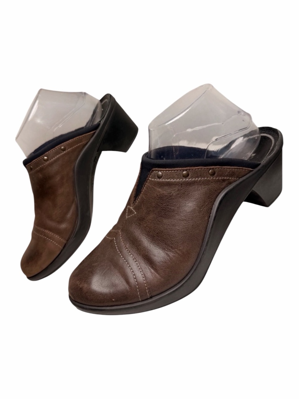 Romika Mokassetta 271 Brown Leather Heeled Mules Clogs Women 9 EU 40